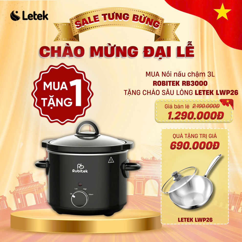 NỒI NẤU CHẬM ROBITEK RB3000 &amp; RB4000 – DUNG TÍCH 3L, 4L – NINH HẦM THỊT TIỆN LỢI, PHÙ HỢP CHO GIA ĐÌNH
